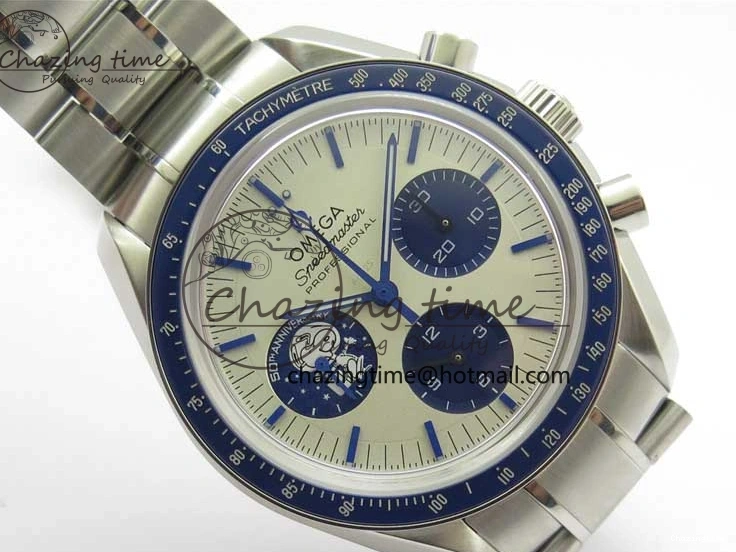 0211 Speedmaster SS Snoopy Apollo OMF Best Edition White Dial on SS Bracelet Venus EasyCare 7877